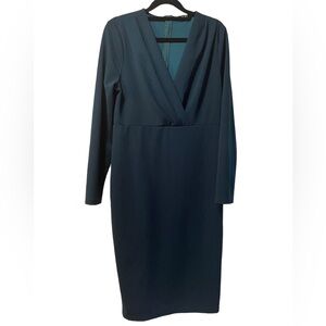 Shein woman’s green long sleeve dress, V-neck, size 12